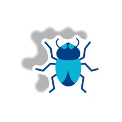 stylish icon in paper sticker style beetle insect
