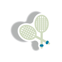 stylish icon in paper sticker style tennis rocket