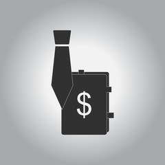 black and white Vector illustration in flat design of tie and dollar sign