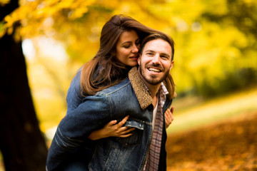 Couple in the autumn park