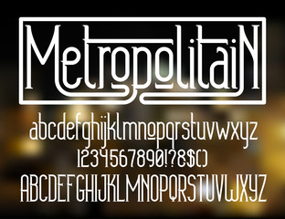 Metropolitain font. Minimalistic typeface