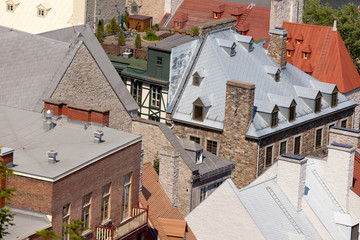 Historic stone building roofs Quebec City Canada