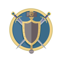 Coat of Arms Shield with Swords Illustration.  
