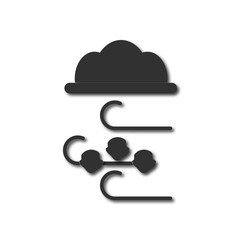 Black and white Vector illustration in flat design of hail and wind
