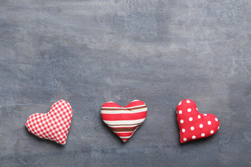Love hearts on a grey table