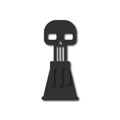 Black and white Vector illustration in flat design of volcano explosion and skull