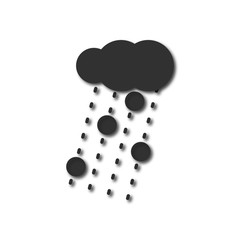 Fototapeta na wymiar Black and white Vector illustration in flat design of Cloud and rain with volcanic elements