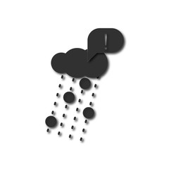 Black and white Vector illustration in flat design of rain with volcanic elements and exclamation mark