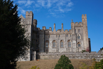 Fototapeta na wymiar Arundel Castle against Bright Blue Sky
