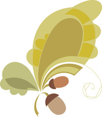 vector elements of design.stylizd oak leaves and acorns. warm colors.