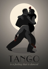 Passionate couple dancing tango - obrazy, fototapety, plakaty