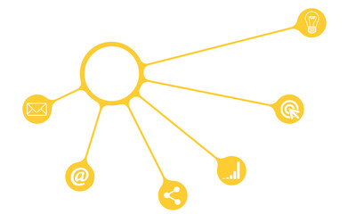 Yellow info graphic with theme of internet marketing