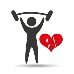 athlete silhouette lift barbell heart vector illustration eps 10