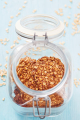 Homemade oatmeal banana cookies in the jar 