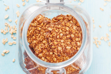 Homemade oatmeal banana cookies in the jar 