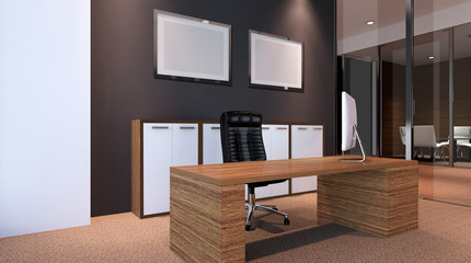 Office building in a new residential area. 3d rendering.