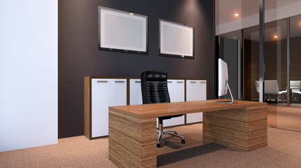 Office building in a new residential area. 3d rendering.