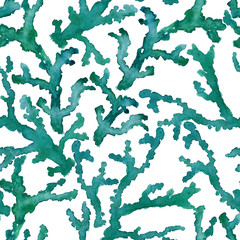 Fototapeta premium Watercolor painting Seamless sea Coral Print Pattern on white background.