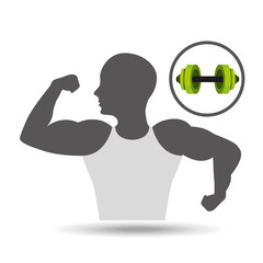 strong man silhouette and barbell vector illustration