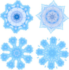 Snowflakes polygonal mosaic template collection in low poly styl