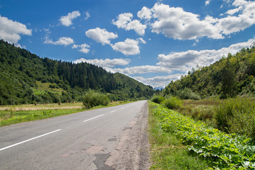 view of the road in the mountains