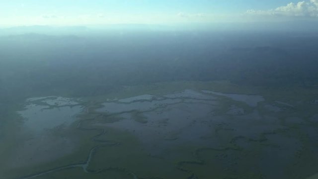 Belize - February, 2016 - Aerial footage of the swamps in Belize.
