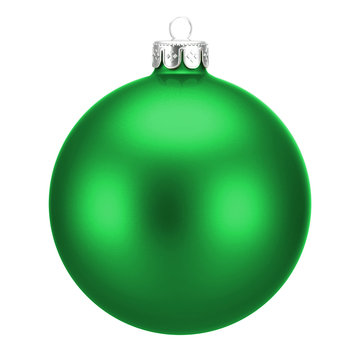 Green christmas ball isolated on white background