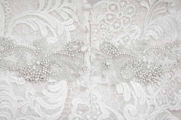Wedding dress fabric close up
