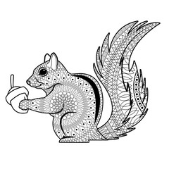 Squirrel icon. Animal life nature and fauna theme. Isolated black and white design. Vector illustration
