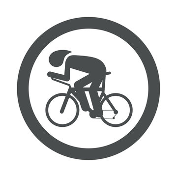 Icono plano carrera bicicletas en circulo color gris