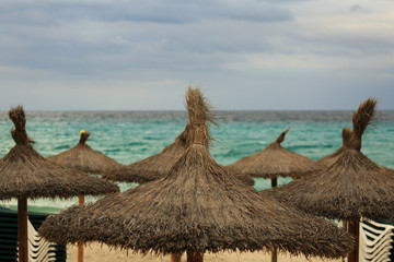 Fototapeta na wymiar umbrellas beach