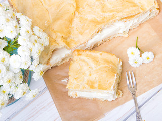Delicious Polish cake with creme, called Karpatka