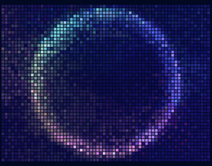 Colorful Round Square Pixel Mosaic Vector Banner.Multicolor Abst