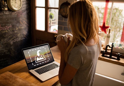Woman Watching Laptop Mockup 1