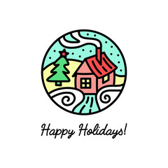 Flat line icon on the winter holidays