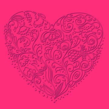 Vector background of heart with floral pattern