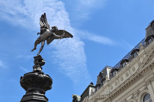 London picture - Eros, aka Angel of Peace statue at Piccadilly Circus. London landmark.
