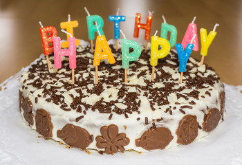 birthday cake with candles. Happy Birthday