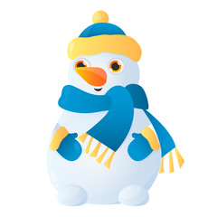 Snowman isolated on white background. Game Design. Vector illustration