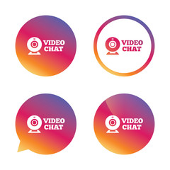 Video chat sign icon. Webcam video talk.
