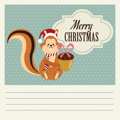 Squirrel cartoon icon. Christmas season card decoration and celebration theme. Colorful design. Vector illustration