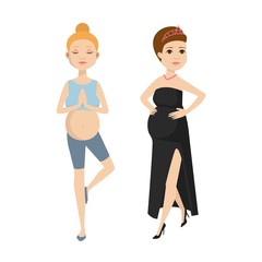 Young pregnant woman character vector