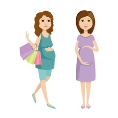 Young pregnant woman character vector