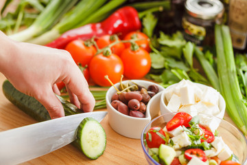 Prepairing Greek Salad 1