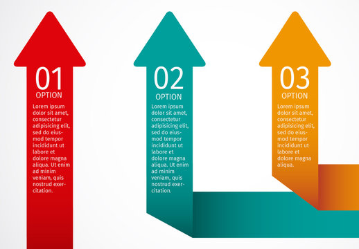 Red Teal And Orange Upward Arrow Options Infographic Template