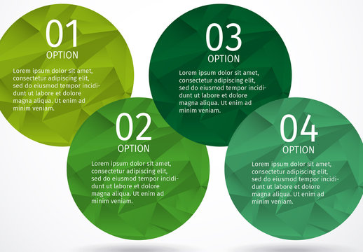 Overlapping Green Circles with Polygon Pattern Infographic