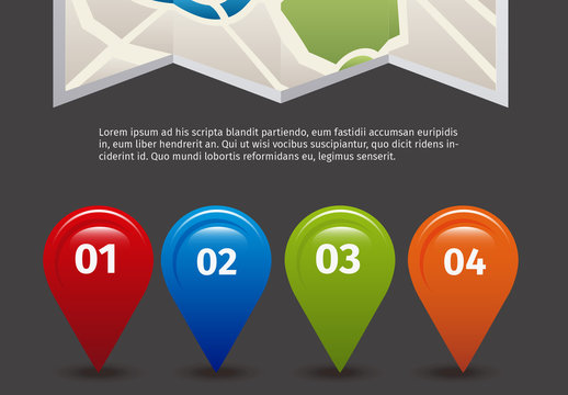 Road Map and GPS Map Locator Icon Set