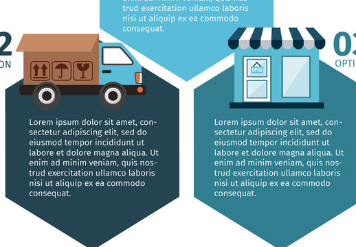 Hexagonal Tile Shipping and Delivery Infographic with Cartoon Style Icons
