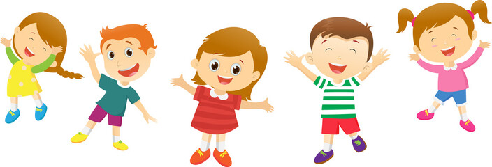 Group of happy kids cartoon