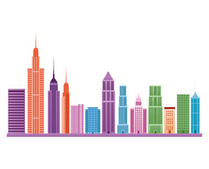 Buildings icon. Big city architecture and urban theme. Colorful design. Vector illustration